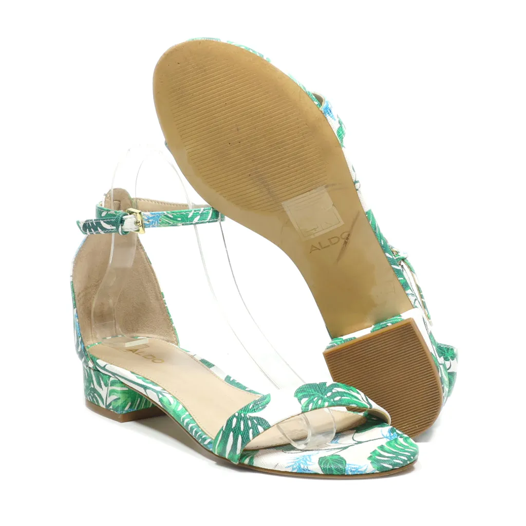 Aldo Flat Sandals Leather Green Colour For Women