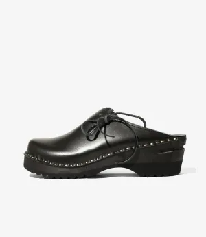 Alps Side Lace Clog – Black Leather