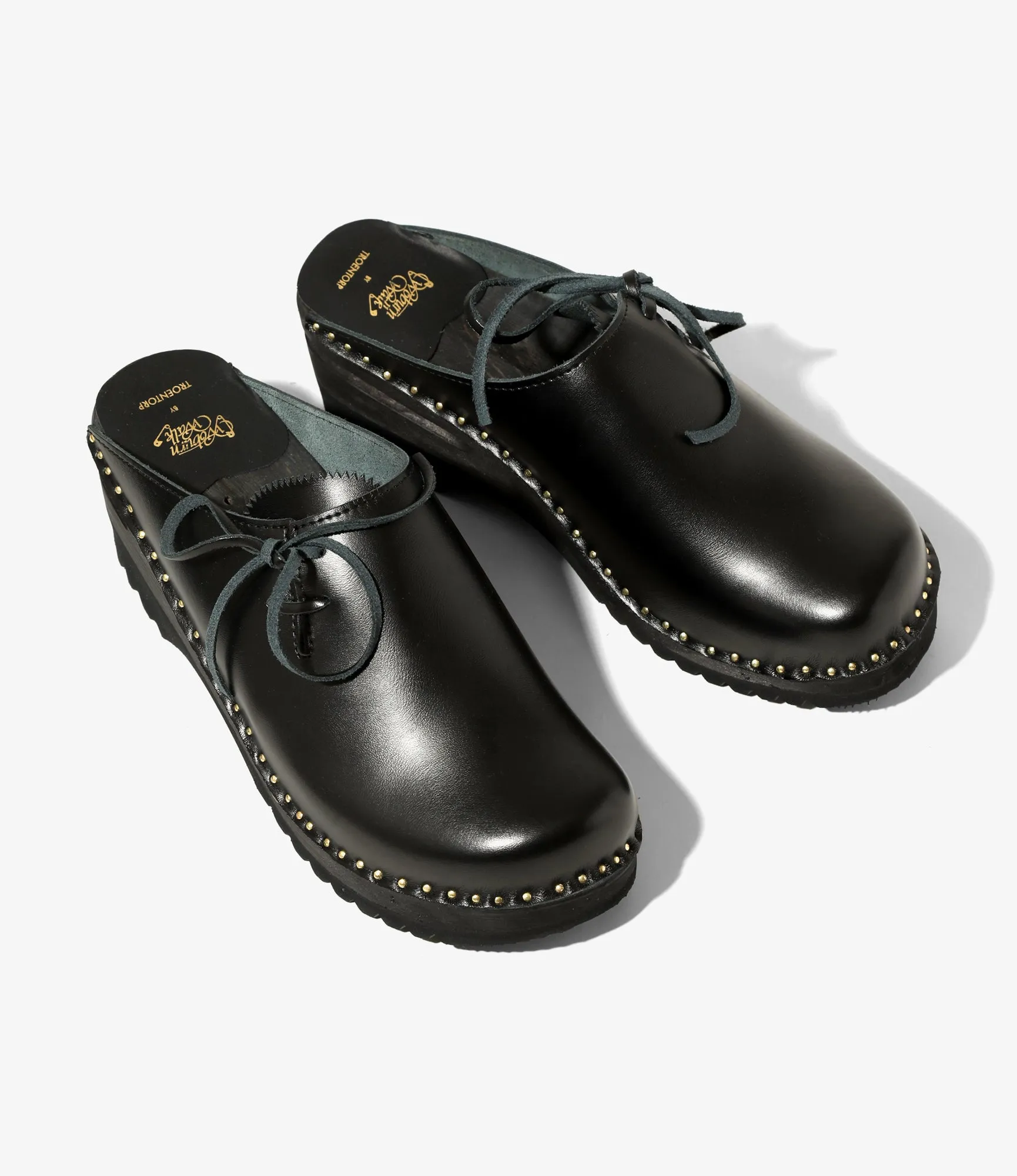 Alps Side Lace Clog – Black Leather