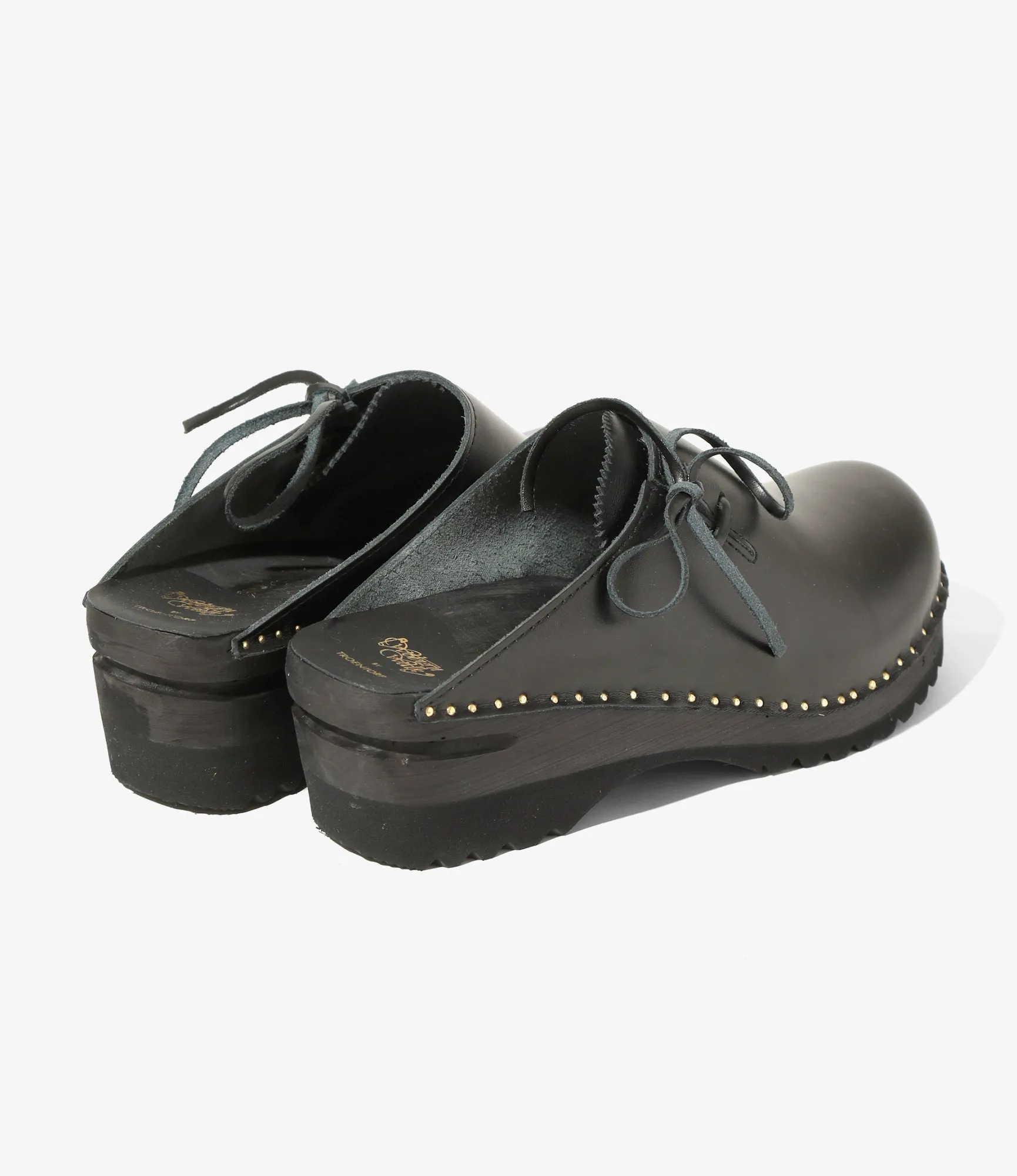 Alps Side Lace Clog – Black Leather