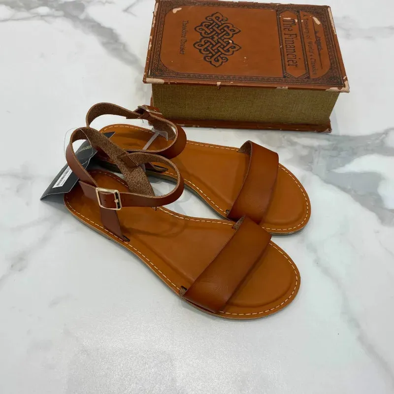 AMOZAE-- Solid Round Toe Leather Sandals