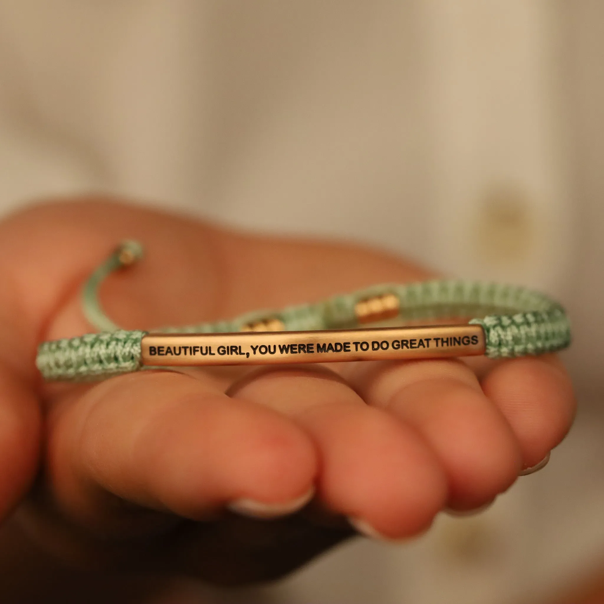 BEAUTIFUL GIRL, YOU WERE MADE TO DO GREAT THINGS ROPE BRACELET