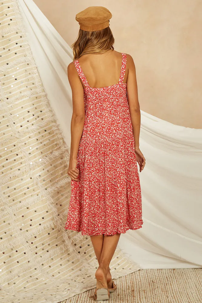 Bianco Midi Dress Red