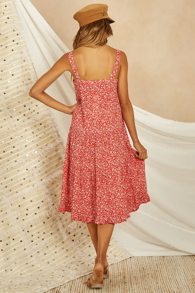 Bianco Midi Dress Red