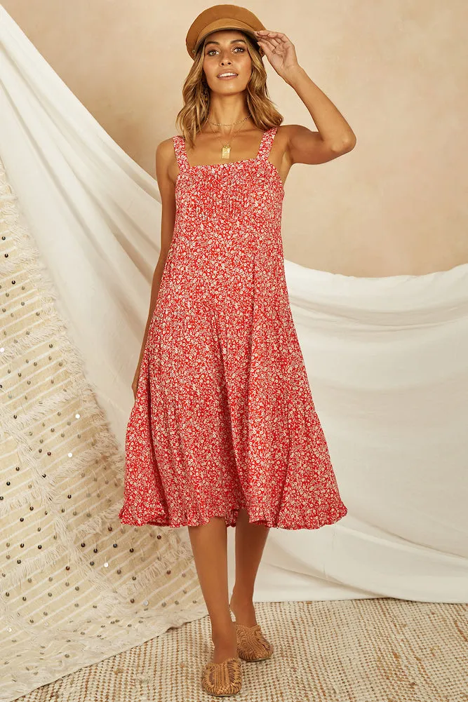 Bianco Midi Dress Red