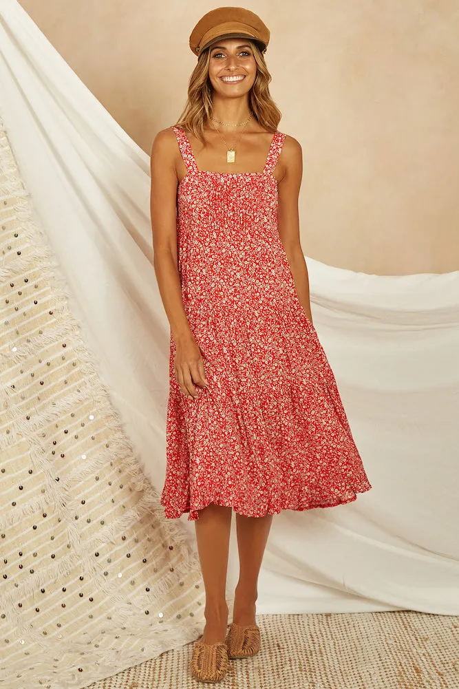 Bianco Midi Dress Red