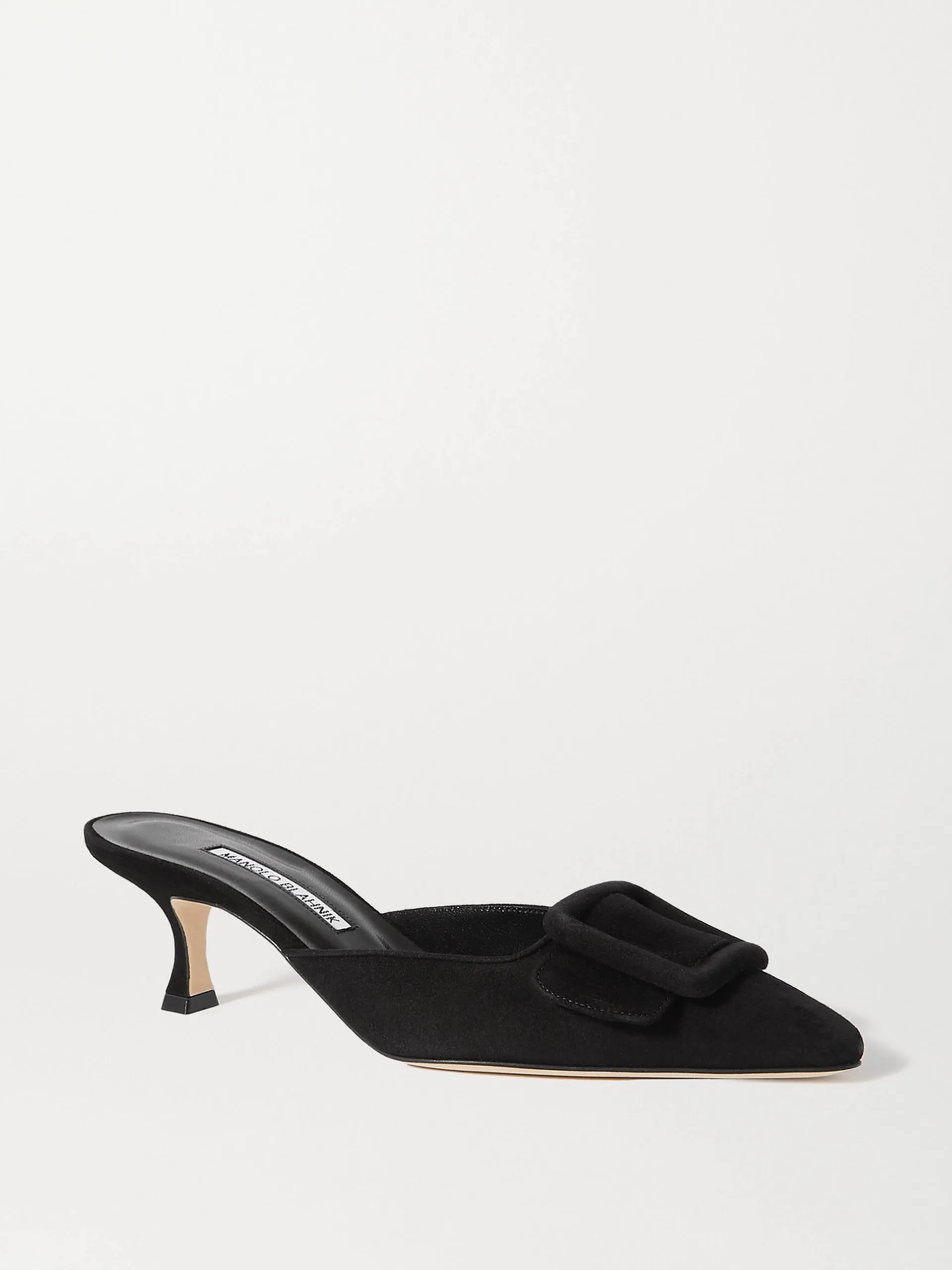 Buckled suede mules
