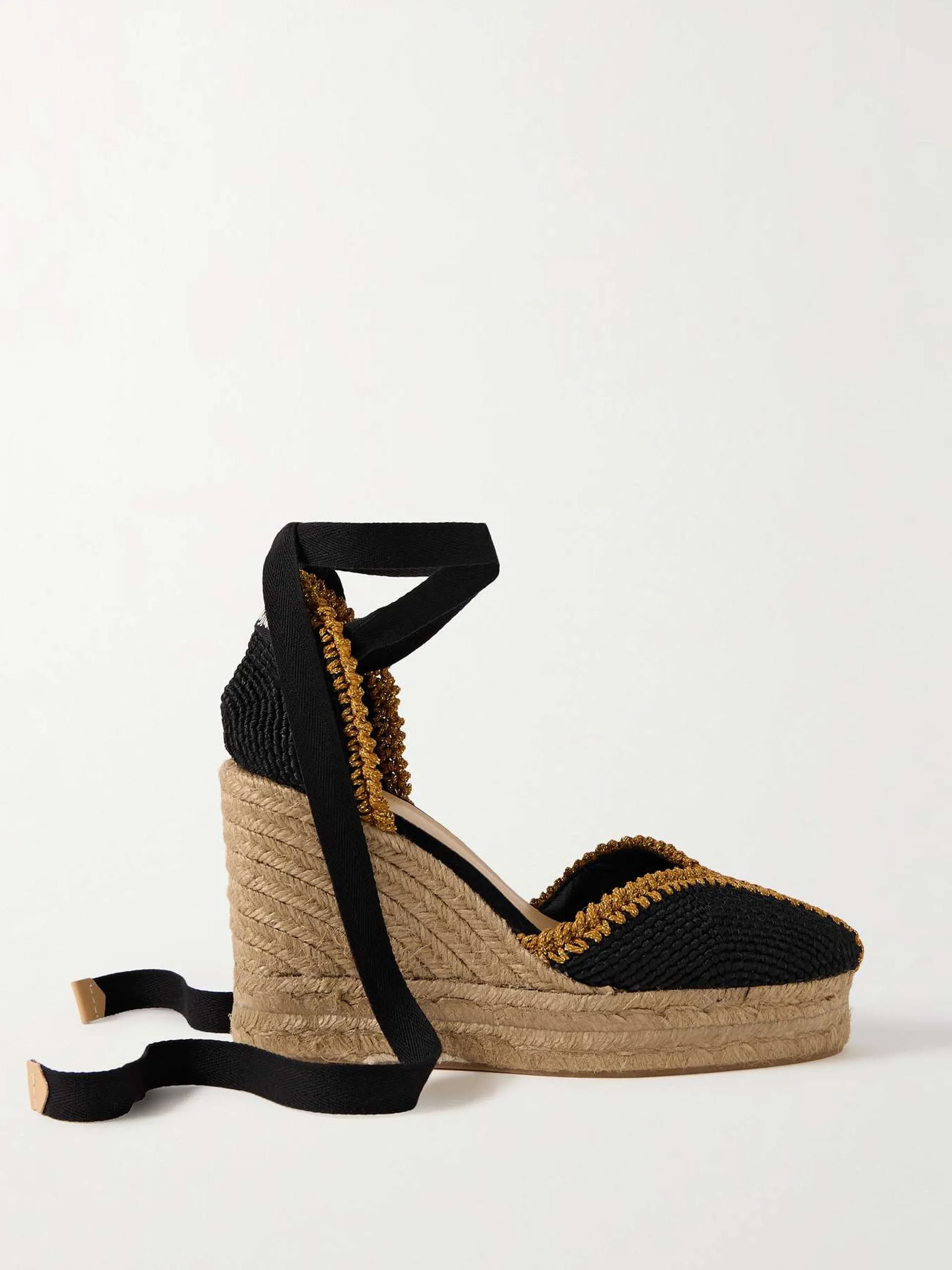 Couer 80 Lurex-trimmed canvas wedge espadrilles