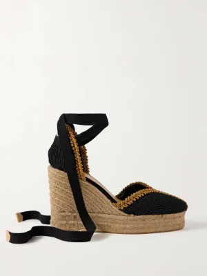 Couer 80 Lurex-trimmed canvas wedge espadrilles