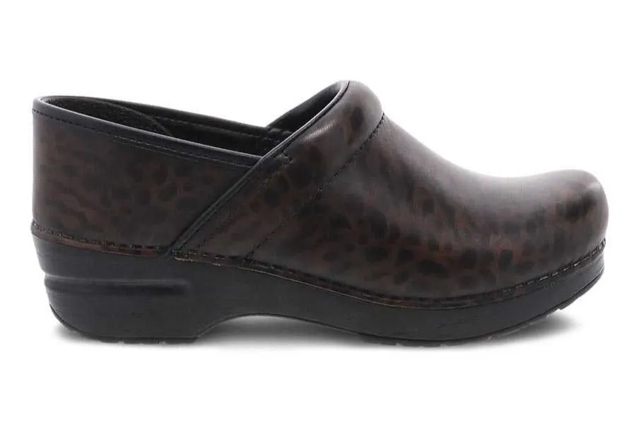 Dansko Women's Professional Clog Zebra Brown Brush Off Leather 806180202