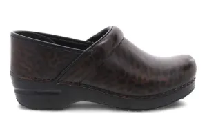 Dansko Women's Professional Clog Zebra Brown Brush Off Leather 806180202