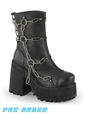 DEMONIA ASSAULT-66 - BLACK VEGAN LEATHER  ✰ PRE ORDER ✰