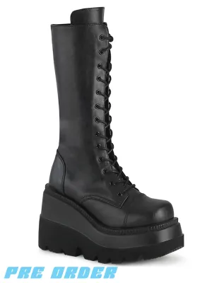 DEMONIA SHAKER-72 BOOTS - BLACK VEGAN LEATHER ✰ PRE ORDER ✰