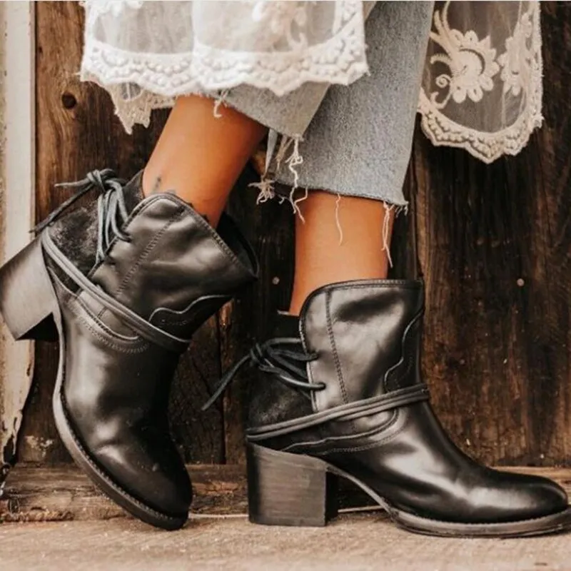 Flock Tie Ankle Boots - Fern and Oak