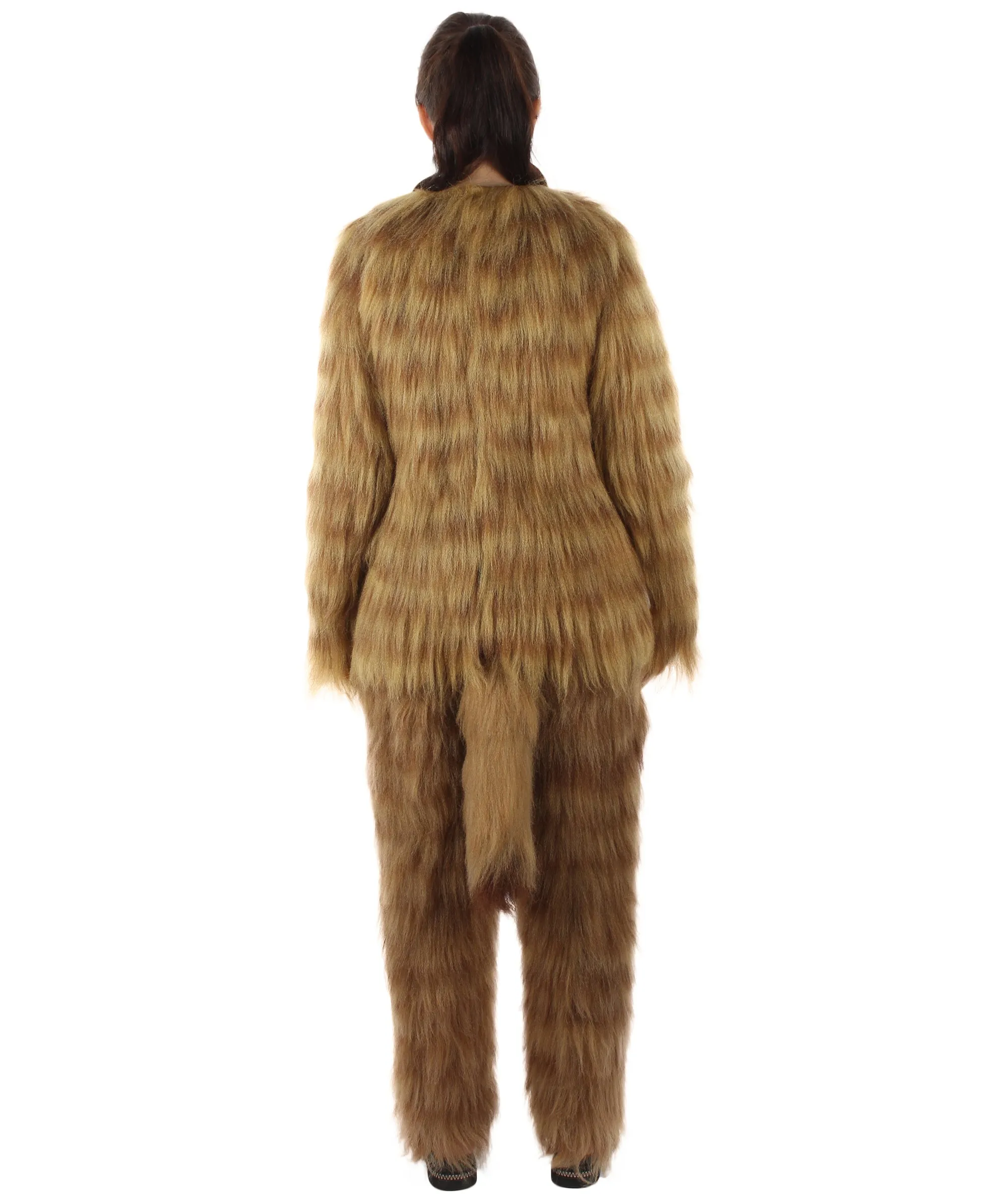 Furry Fox Collection | Women's White and Brown Straight Long Furry Fox Cosplay Costume with Tail