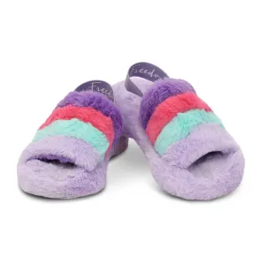 Girls Slippers | Purple, Pink & Blue Furry | IScream