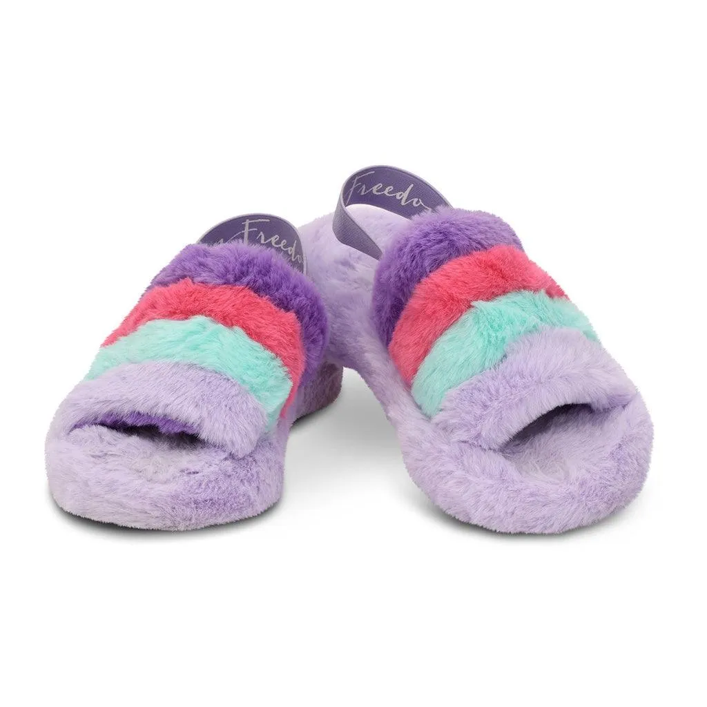 Girls Slippers | Purple, Pink & Blue Furry | IScream