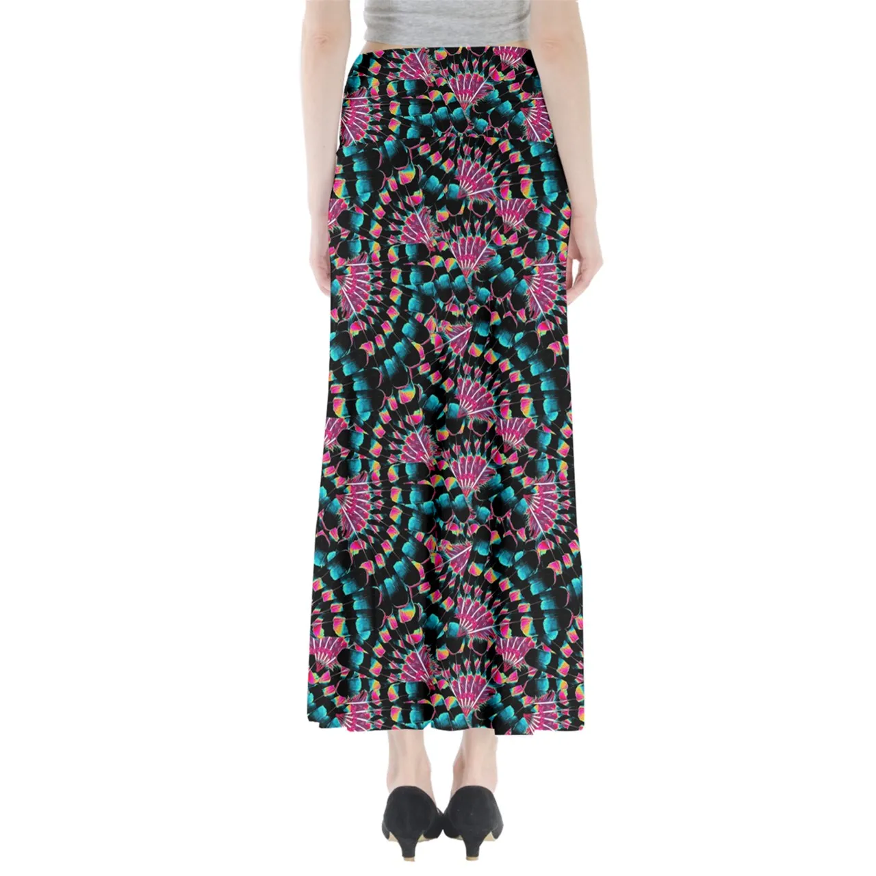 Hawk Feathers Heat Map Full Length Maxi Skirt