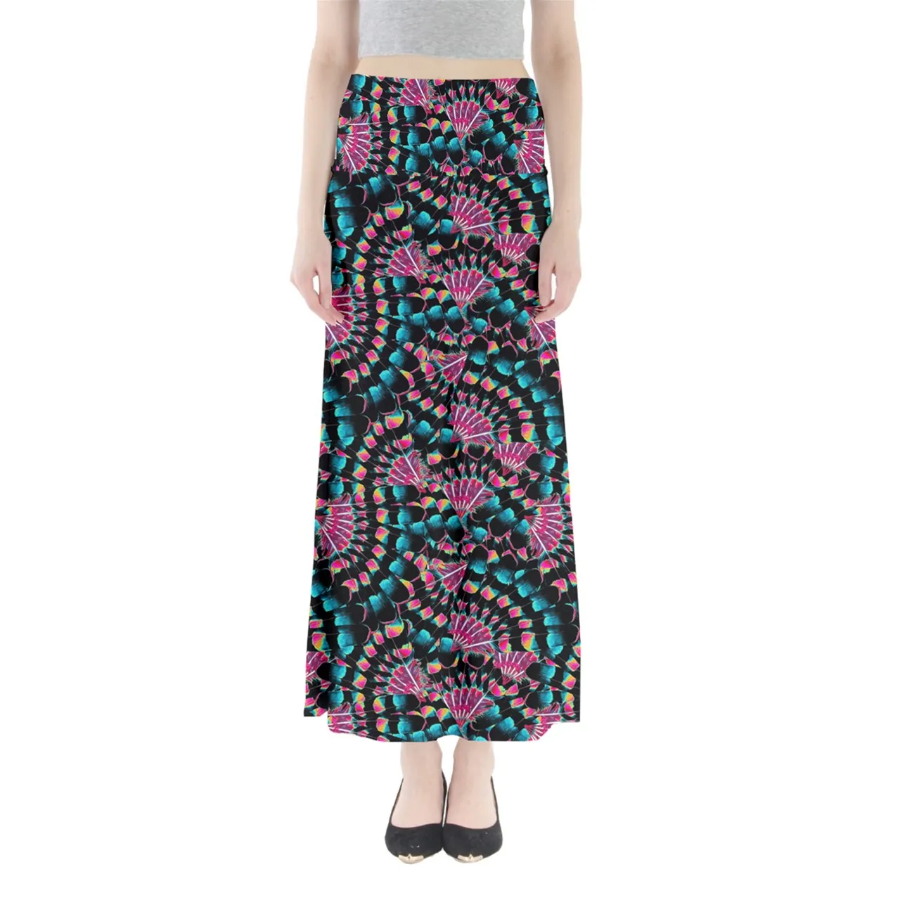 Hawk Feathers Heat Map Full Length Maxi Skirt