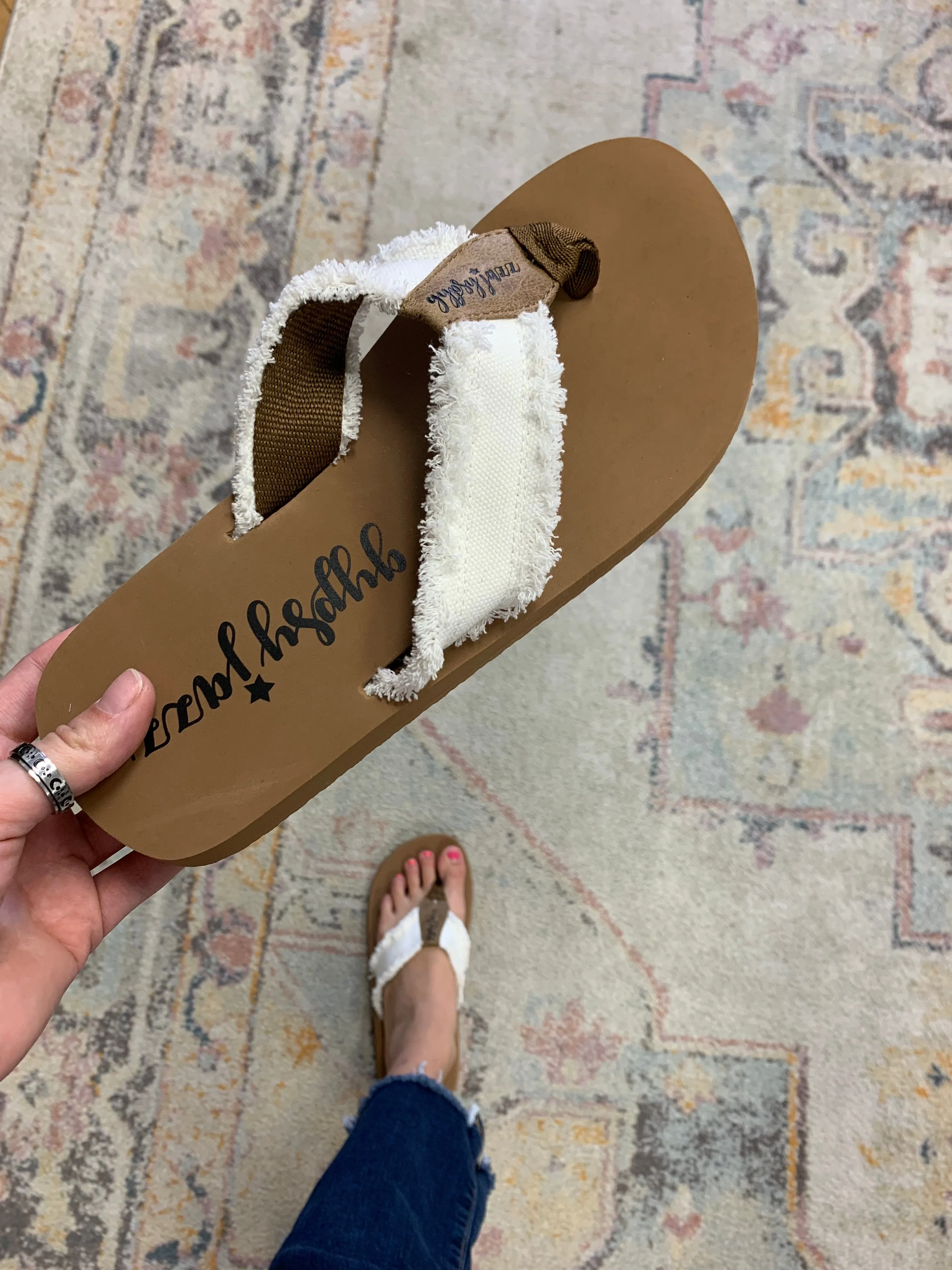 Jazzy Flip Flops - White