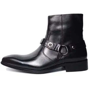 LeatherLux Elite Solid Genuine Leather Ankle Boots