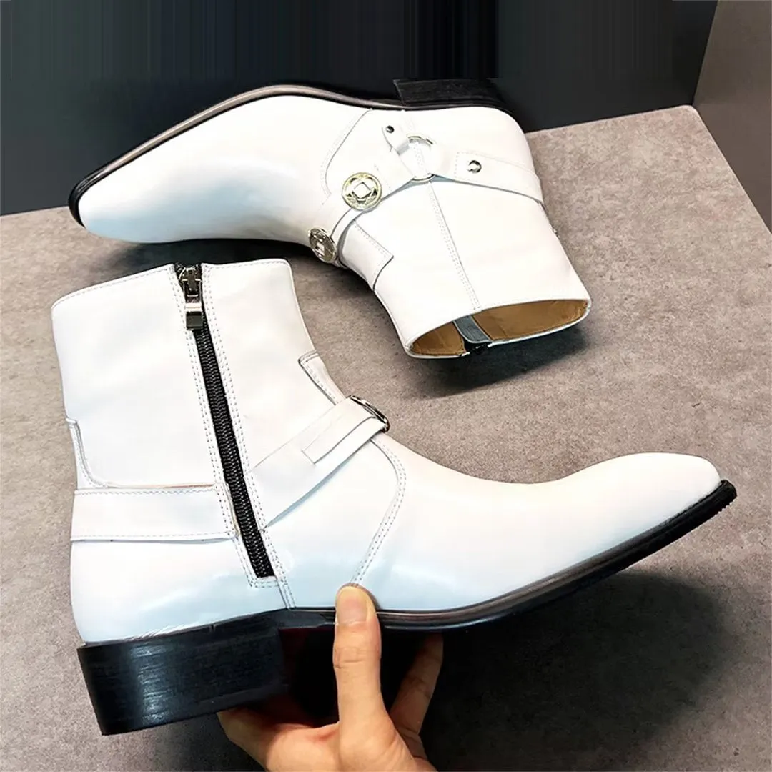 LeatherLux Elite Solid Genuine Leather Ankle Boots