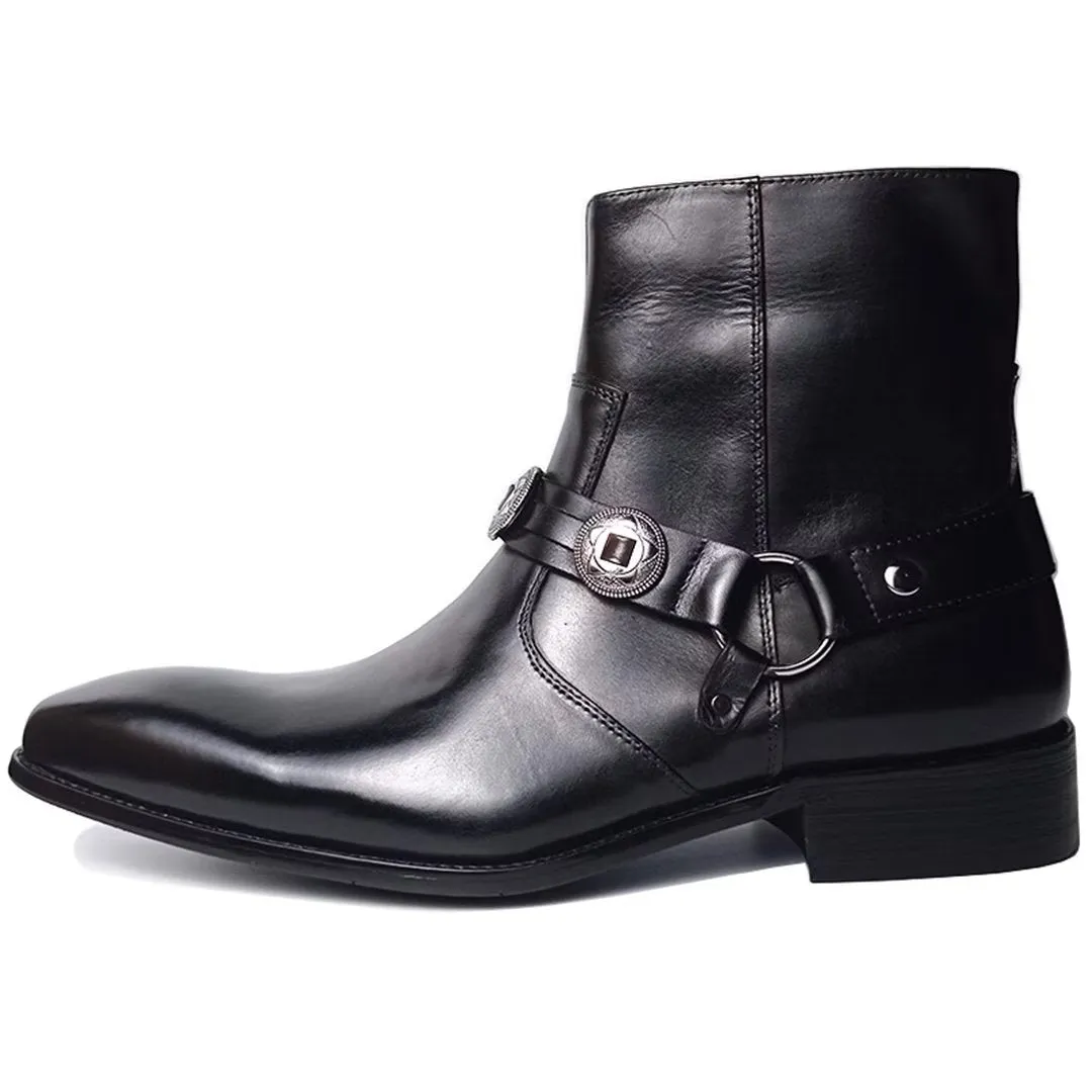 LeatherLux Elite Solid Genuine Leather Ankle Boots
