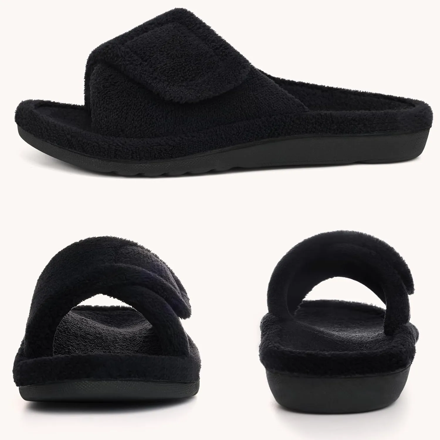 Litfun Women's Orthopedic Slippers with Arch Support Adjustable Open Toe House Shoes for Plantar Fasciitis