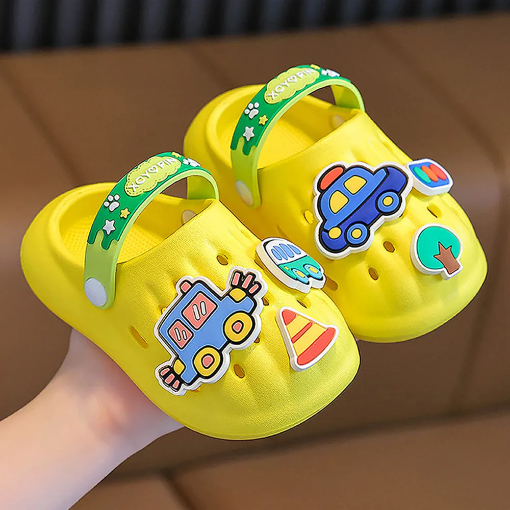 Little Surpise Box Yellow Transport Theme Slip On Clogs, Summer/Monsoon All Season Footwear For Toddlers & Kids.