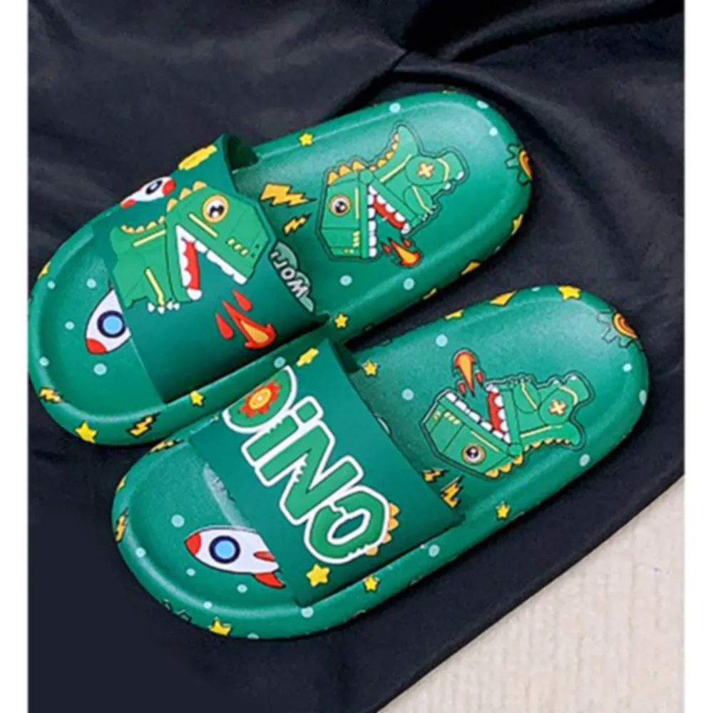 Little Surprise Box Dark Green All Over Dino Theme Slip On Clogs, Summer/Monsoon All Season Footwear For Toddlers & Kids.