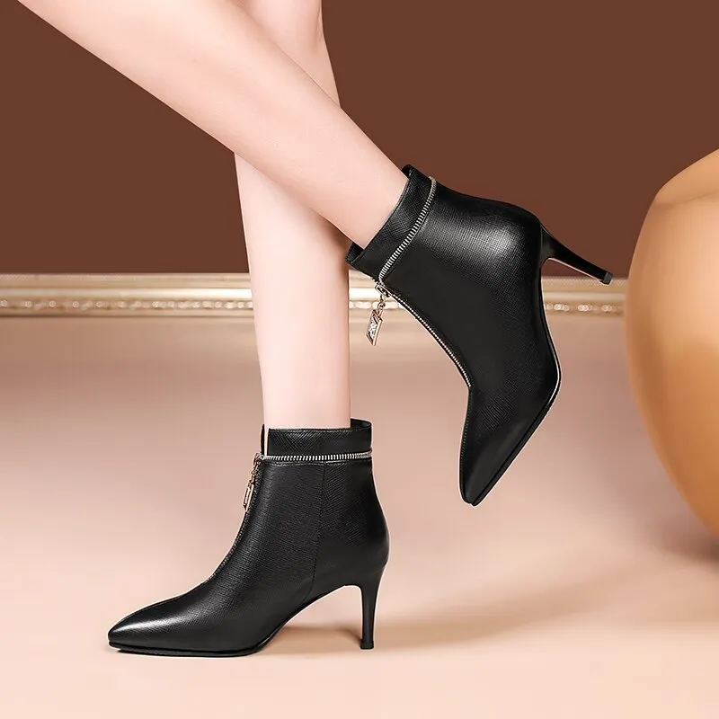 LuxeLeather Exotic Point Toe Slip-On Boots