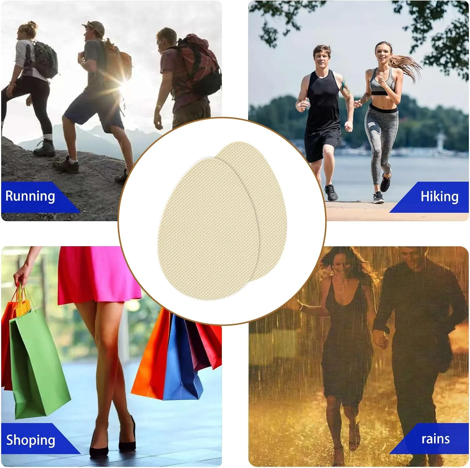 Non Slip Shoe Pads for Bottom of Shoes Sole Protector for High Heels Adhesive Shoe Sole Protectors Anti Slip Shoe Grips Noise Reduction Cushion High Heel Noise Reduction for Women Men (Beige)