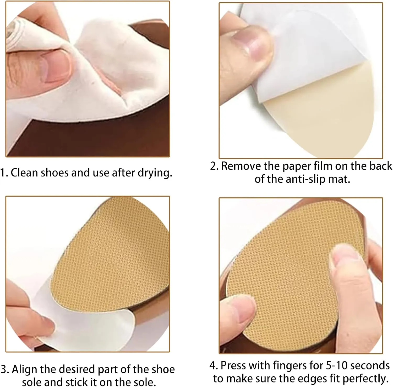 Non Slip Shoe Pads for Bottom of Shoes Sole Protector for High Heels Adhesive Shoe Sole Protectors Anti Slip Shoe Grips Noise Reduction Cushion High Heel Noise Reduction for Women Men (Beige)