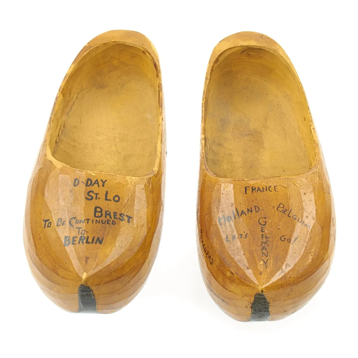 Original U.S. WWII 29th Infantry Division USGI Signed Dutch Wood Clogs - Bring Back