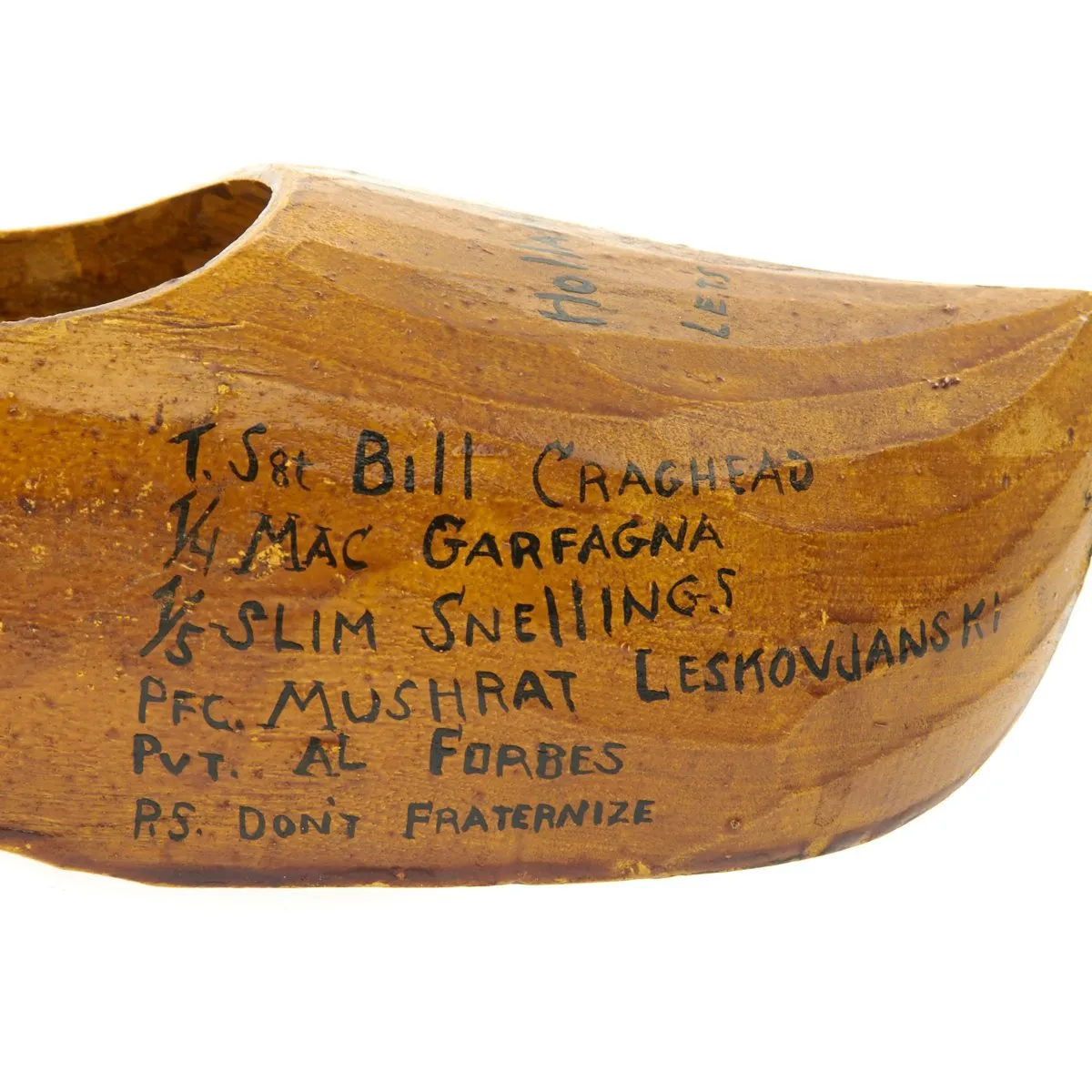 Original U.S. WWII 29th Infantry Division USGI Signed Dutch Wood Clogs - Bring Back
