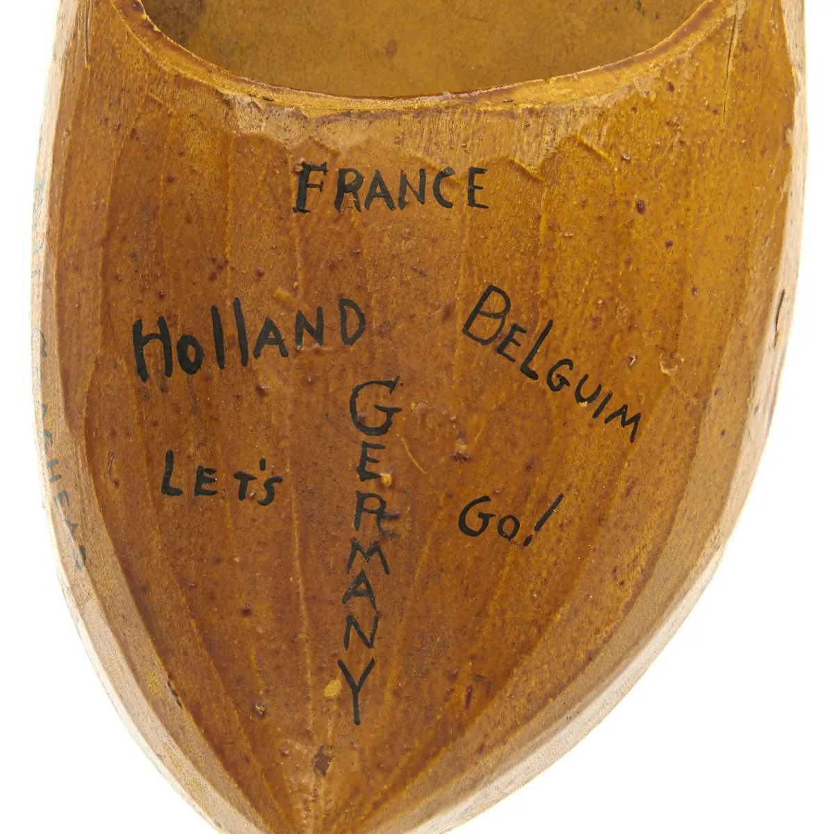 Original U.S. WWII 29th Infantry Division USGI Signed Dutch Wood Clogs - Bring Back