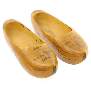 Original U.S. WWII 29th Infantry Division USGI Signed Dutch Wood Clogs - Bring Back