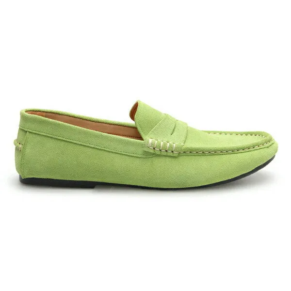 Penny Leather Loafer Suede Lemon Green