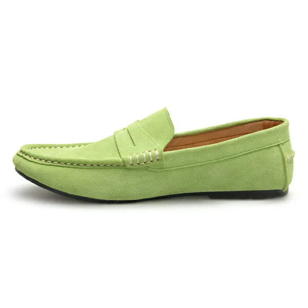 Penny Leather Loafer Suede Lemon Green