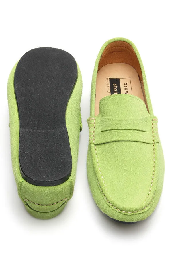 Penny Leather Loafer Suede Lemon Green