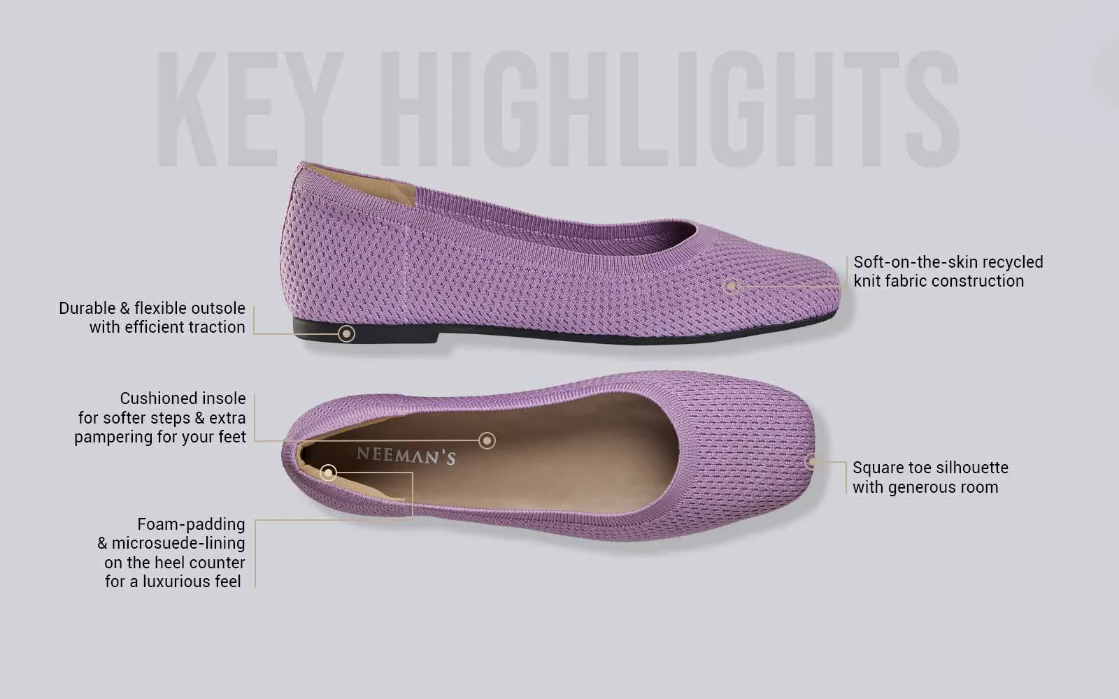 Plush Square Flats - Lavender