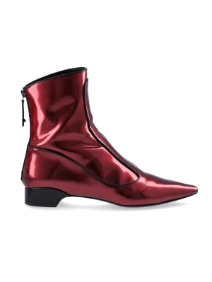 pointed-toe patent leather ankle boots