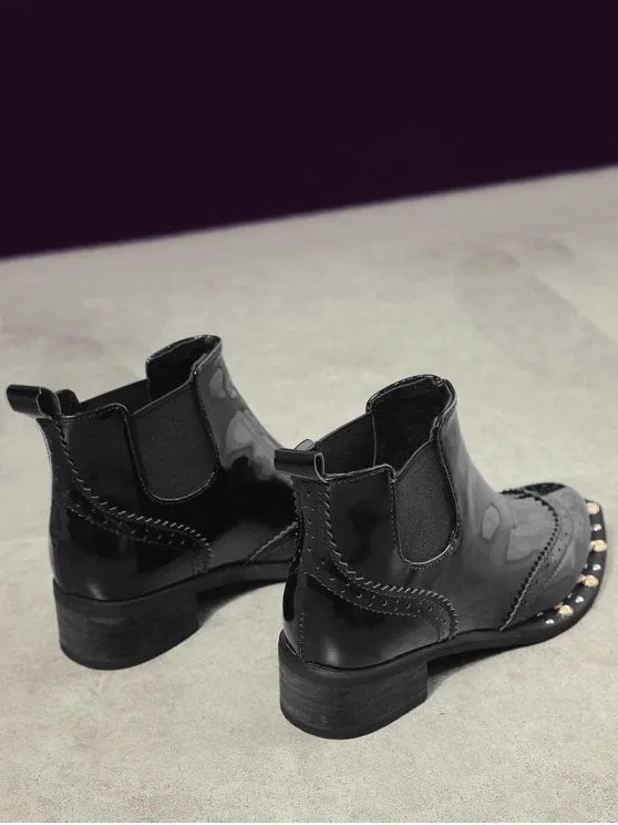 Pretty Rivet Wingtip Ankle Boots