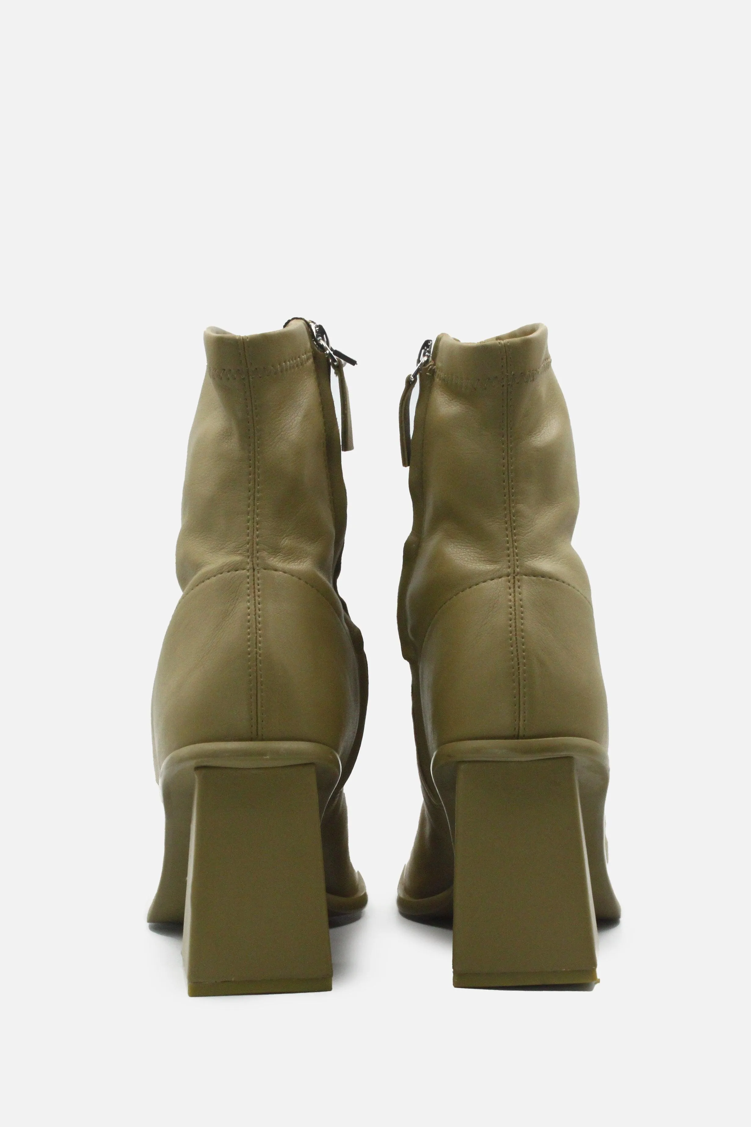 Pull & Bear Zipper Block Heels Ankle Boots | 100% Authentic Leather
