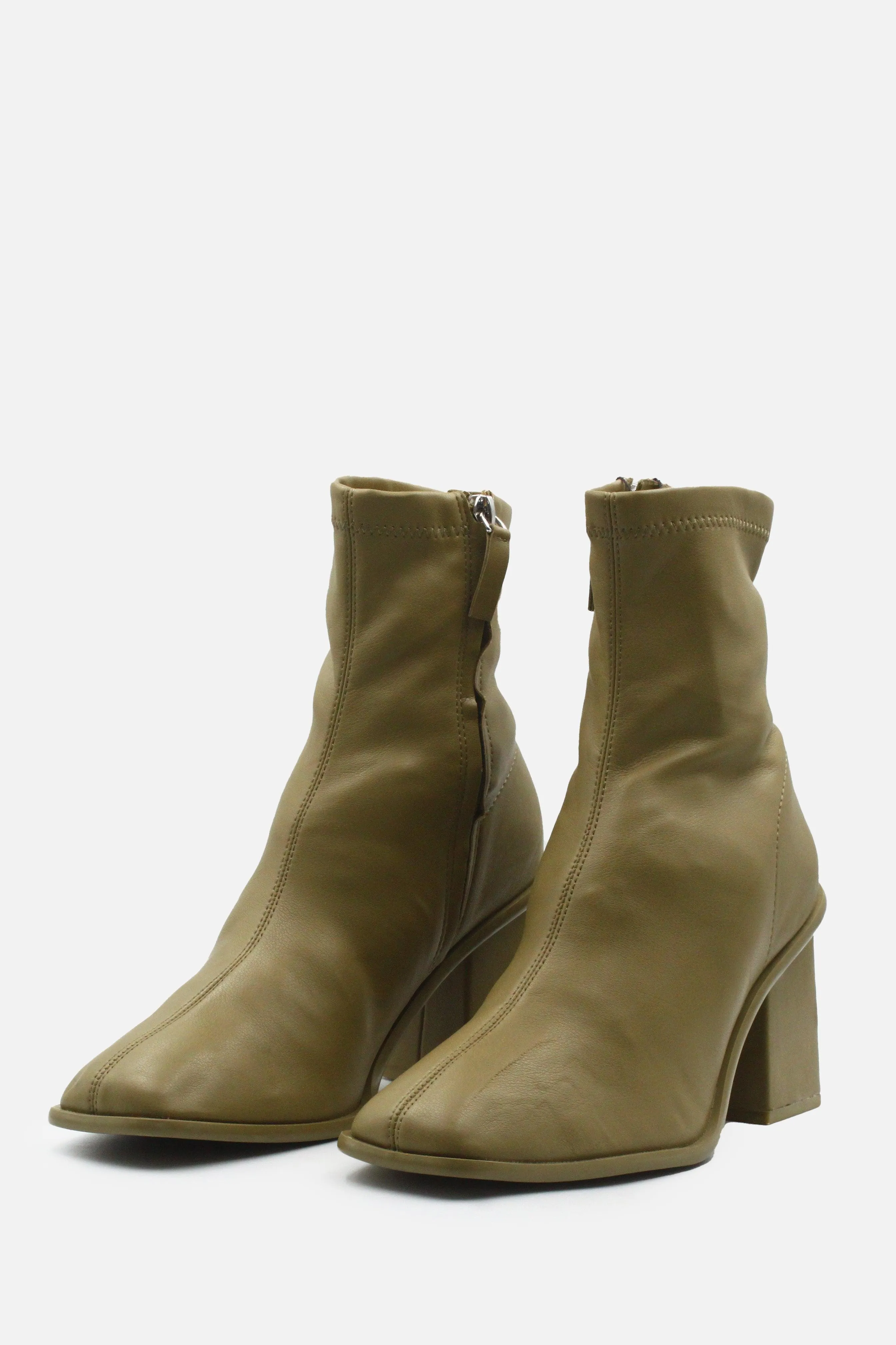 Pull & Bear Zipper Block Heels Ankle Boots | 100% Authentic Leather