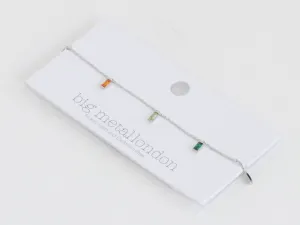 Rainbow Baguette Crystals Anklet - Silver