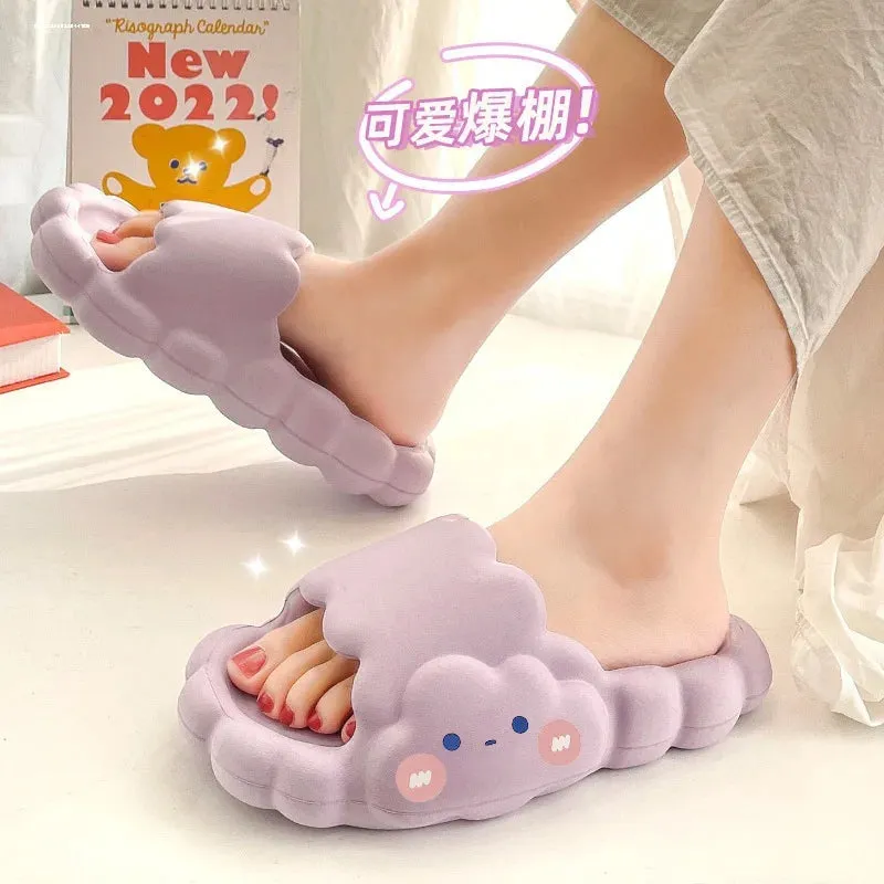 shoes for women slippers flip flops slides sandals Summer Beach Cloud Thick house cartoon cute anti-skid indoor Non Slip Soft