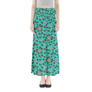 Strawberry Dreams Turquoise Full Length Maxi Skirt