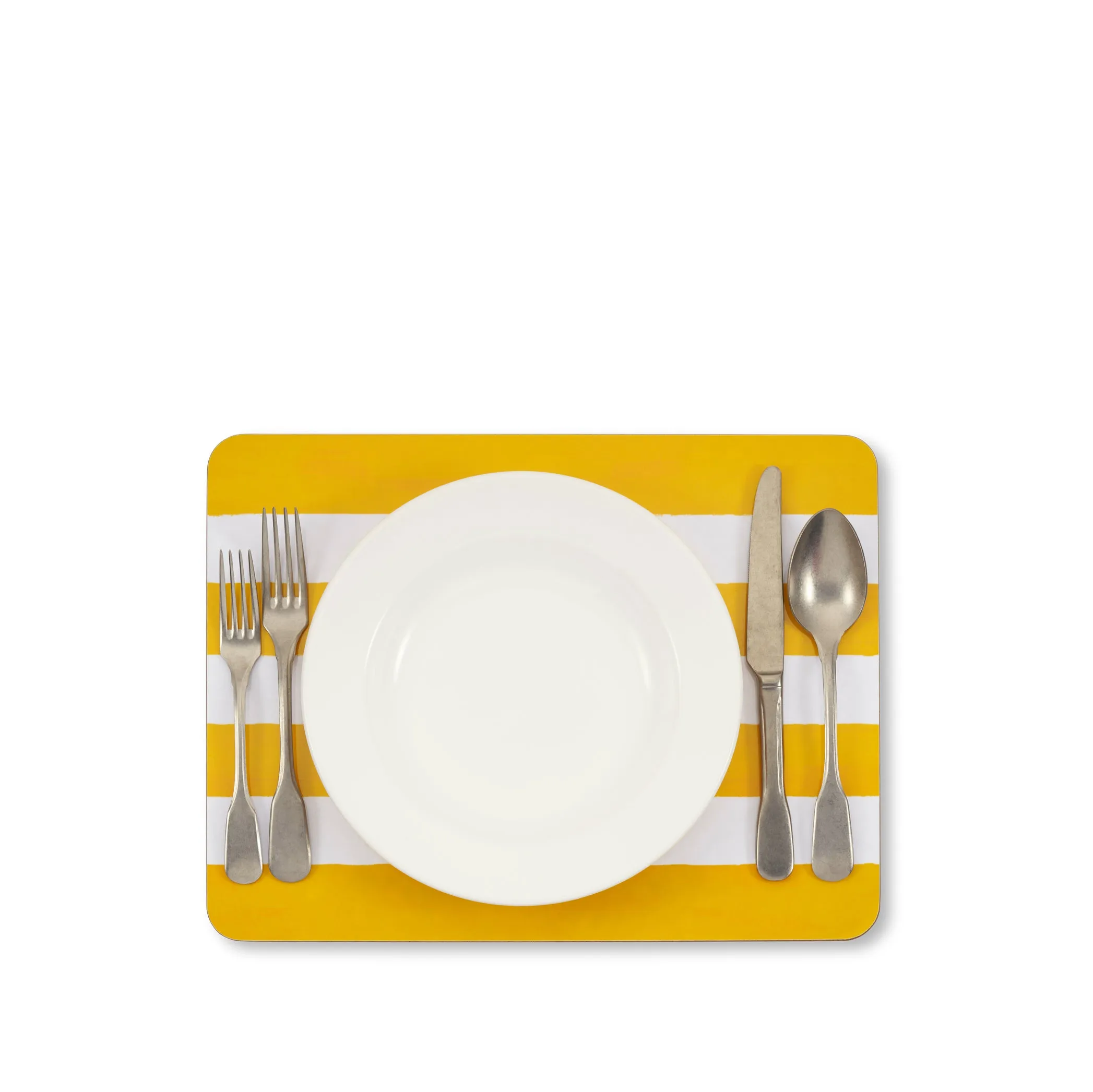 Stripe Cork-Backed Placemat in Lemon Yellow