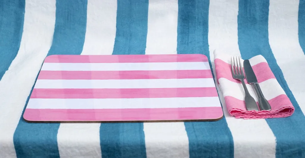 Stripe Cork-Backed Placemat in Rose Pink